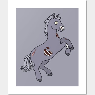 Zombie Horse Cartoon // Funny Halloween Zombie Posters and Art